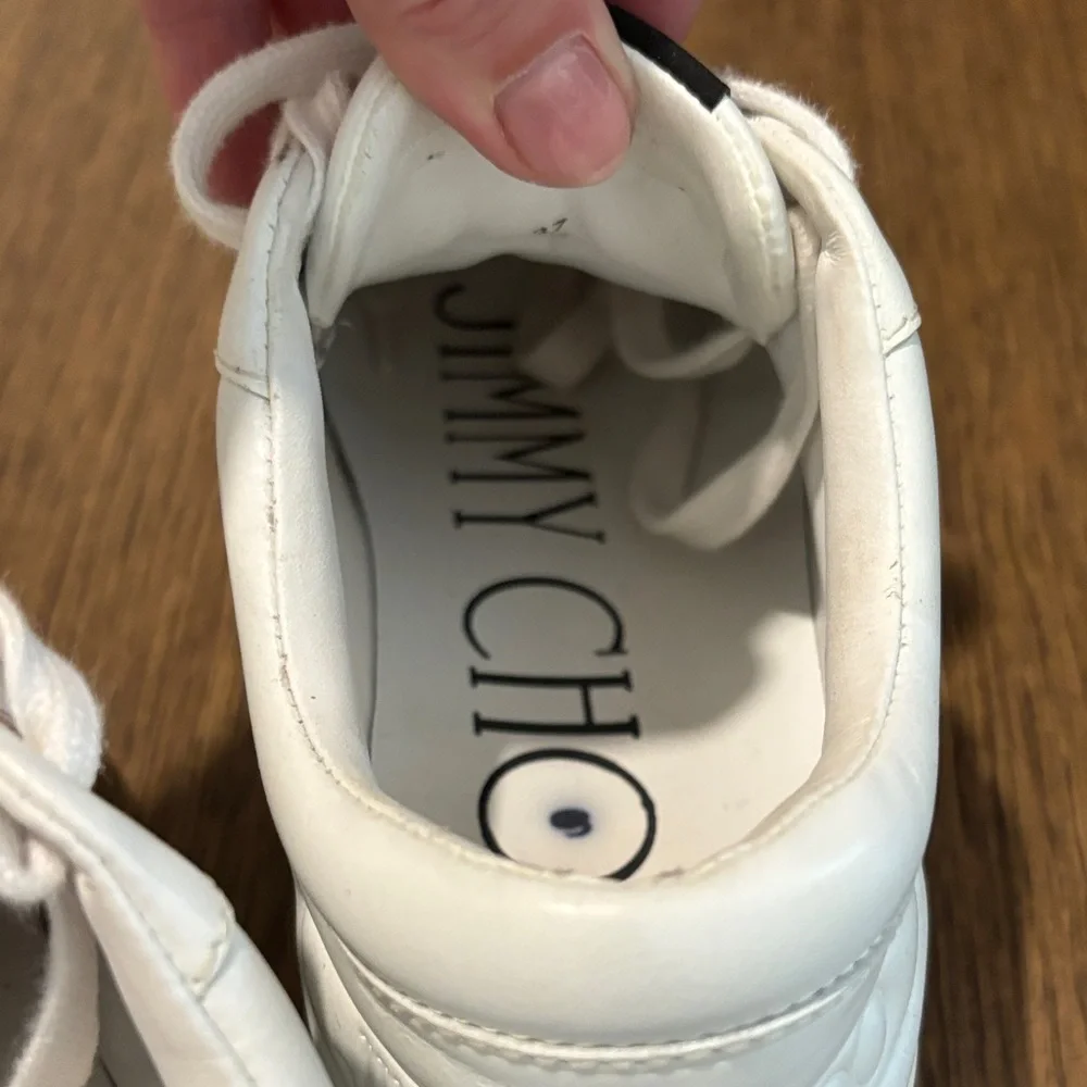 Jimmy Choo White and Teal Glitter Sneakers - Picture 7 of 8